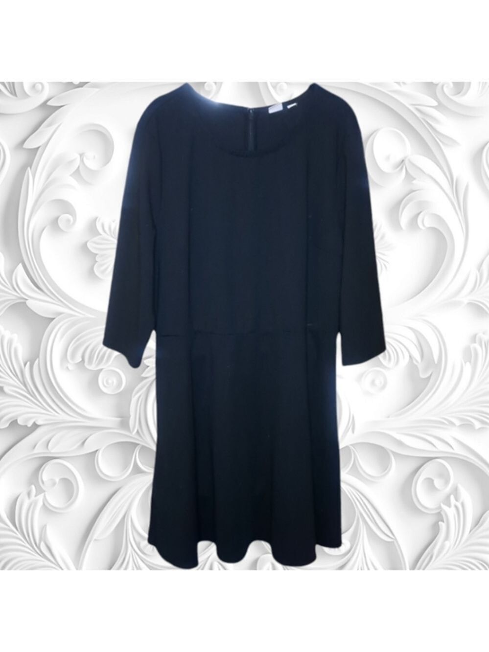 Gap Black Fit And Flare Three Quarter Length Sleeve Dress Size XL NWOT